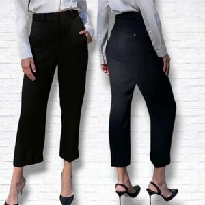 Aritzia X Babaton Club Cuffed Black Ankle Length Trouser Pants Size 10